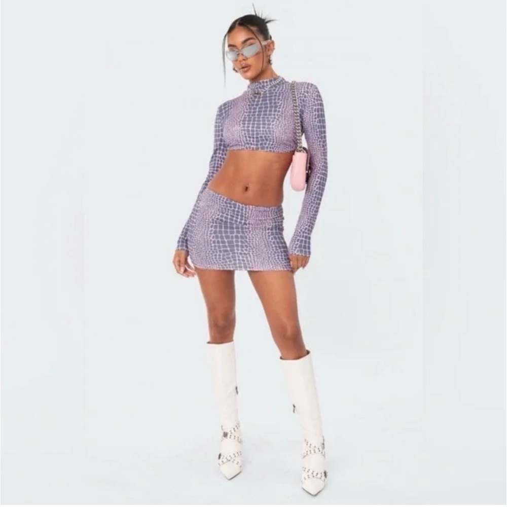 Edikted alligator print top and skirt